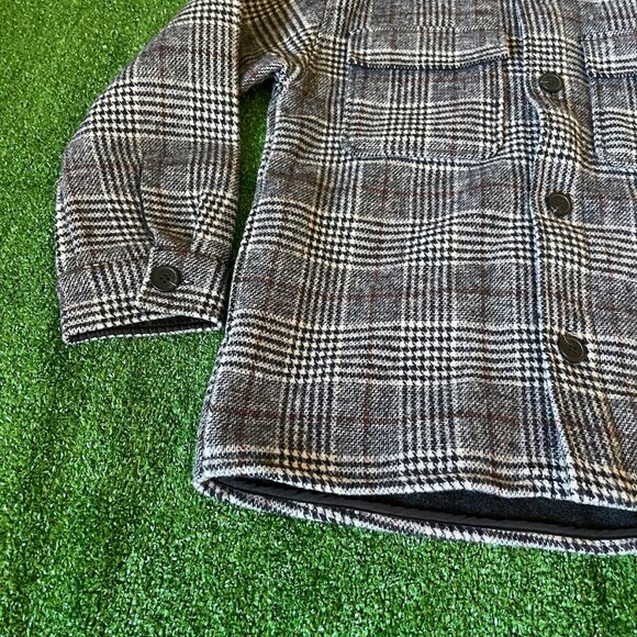 Zara Kids Long Sleeve Pockets Plaid Grey Wool Oversized Shirt Jacket Size 9-10 - Picture 5 of 14